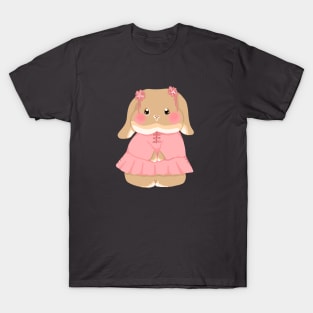 Sweet Girly Bailey the Rabbit | Soft Pink Dress | Bunniesmee Valentine Day T-Shirt